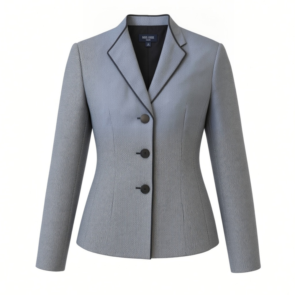 Jones Wear Suit Jacket Size 16 Black White Textured Blazer